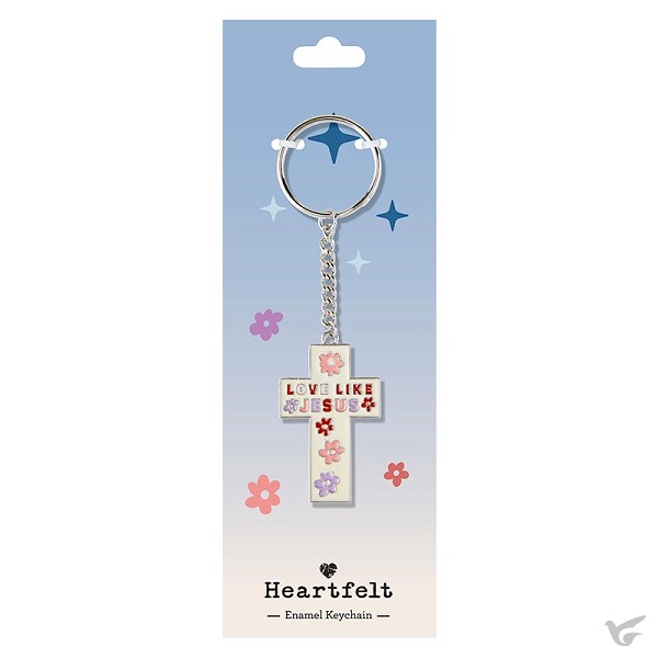 Productafbeelding: voorkant van Keyring Cross love like Jesus White